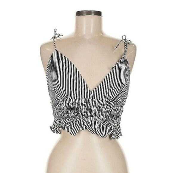 NEW! Womens Striped Cropped Tank Size L Boho Cottagecore Summer Blouse Large - Picture 9 of 9